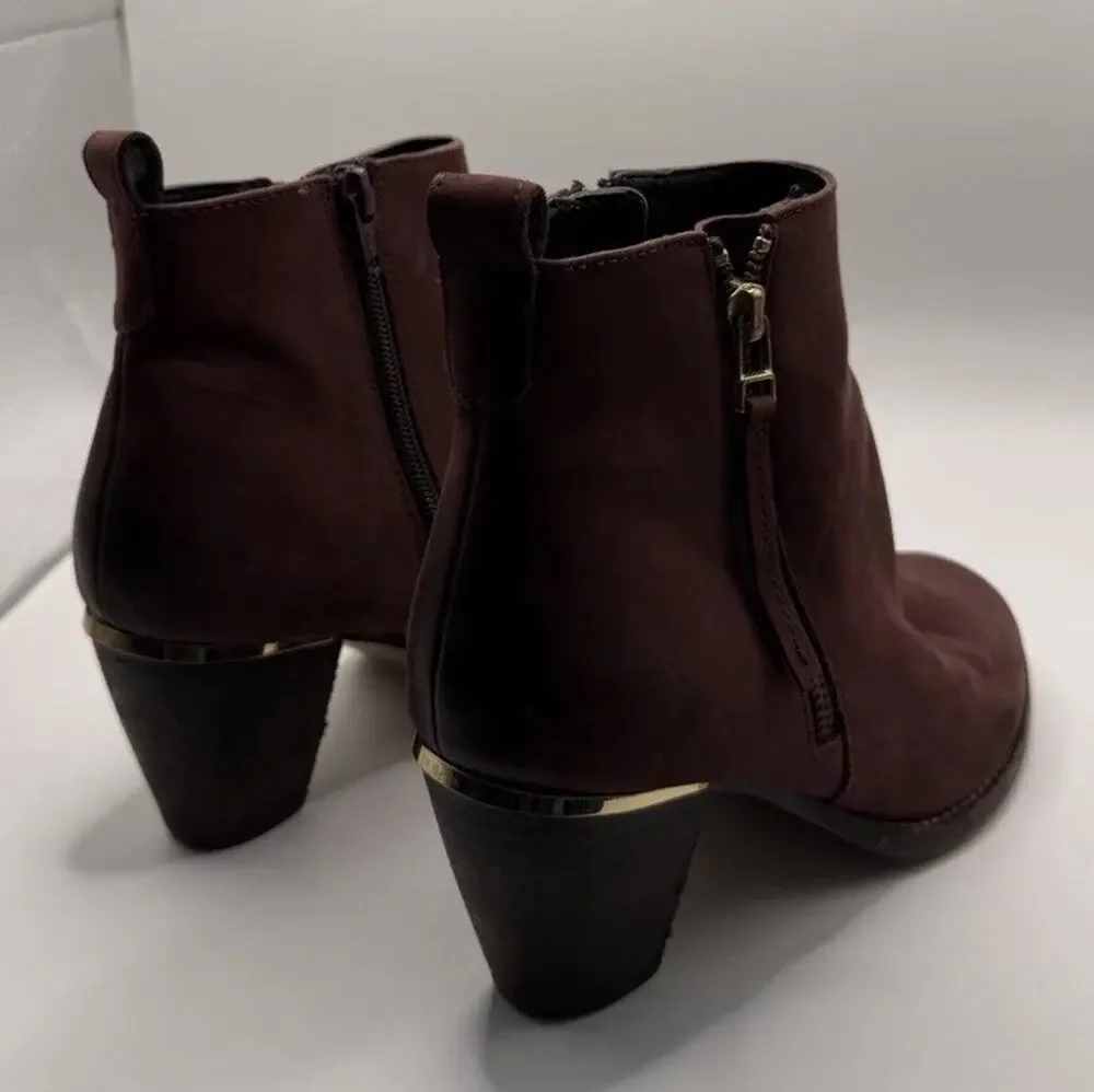 Steve Madden Women 8M Plum Burgundy Wantagh Distressed Leather Heel Booties